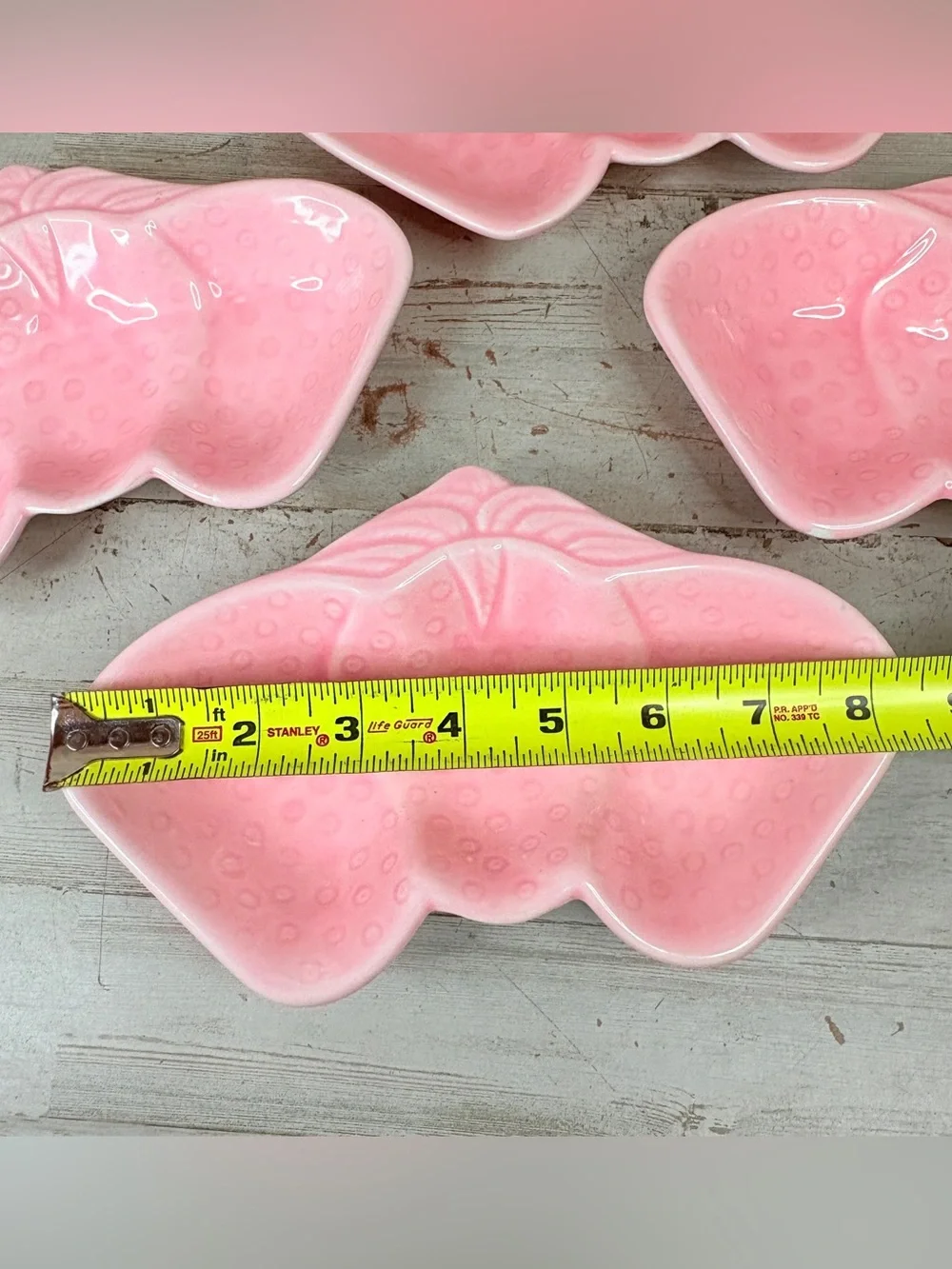Lot Of 4 Vintage Dessert Dishes MCM Belmar of California Pink Strawberry